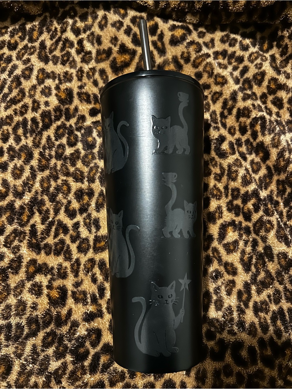 Starbucks Limited Edition Black Cat Stainless Steel Travel Tumbler with Straw